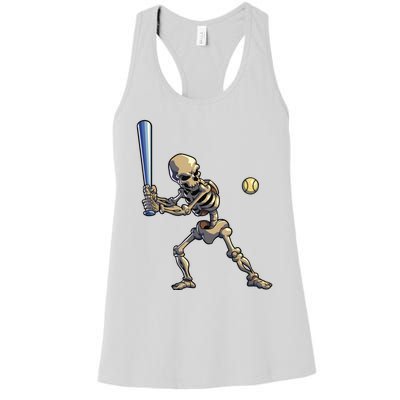 Baseball Skeleton Halloween Boy Baseball Halloween Women's Racerback Tank