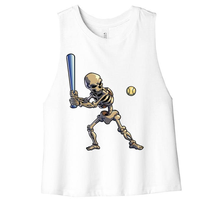 Baseball Skeleton Halloween Boy Baseball Halloween Women's Racerback Cropped Tank