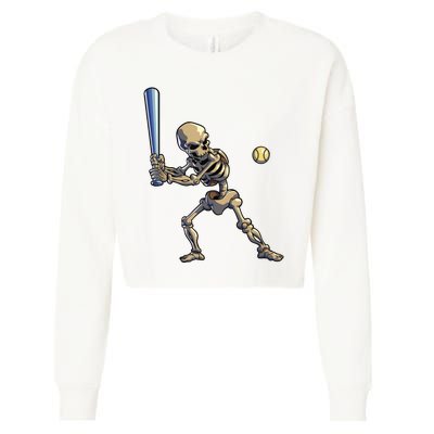 Baseball Skeleton Halloween Boy Baseball Halloween Cropped Pullover Crew