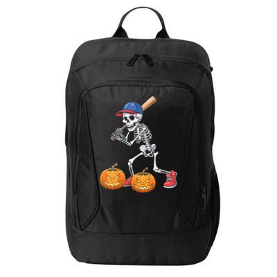 Baseball Skeleton Halloween Funny Baseball Halloween City Backpack