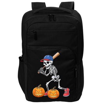 Baseball Skeleton Halloween Funny Baseball Halloween Impact Tech Backpack