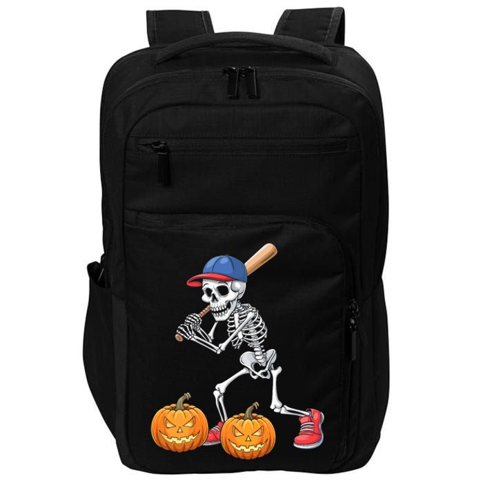 Baseball Skeleton Halloween Funny Baseball Halloween Impact Tech Backpack