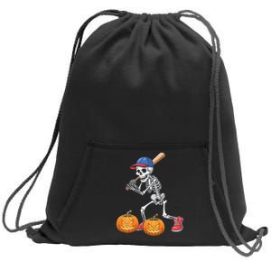 Baseball Skeleton Halloween Funny Baseball Halloween Sweatshirt Cinch Pack Bag