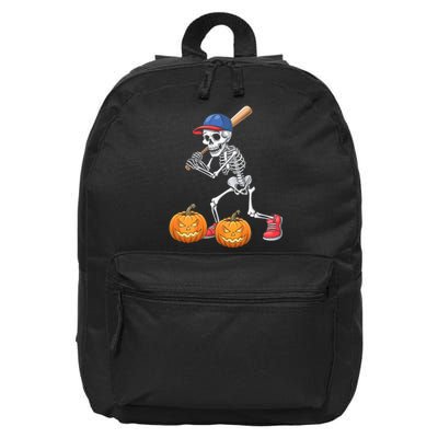 Baseball Skeleton Halloween Funny Baseball Halloween 16 in Basic Backpack