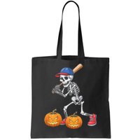 Baseball Skeleton Halloween Funny Baseball Halloween Tote Bag