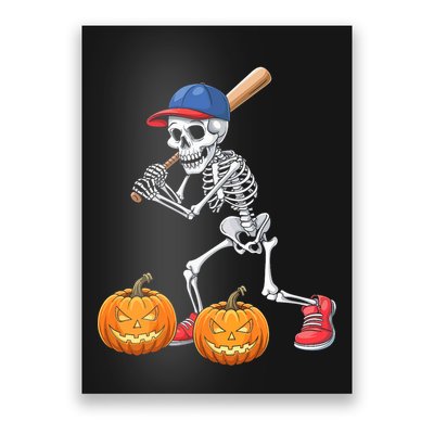 Baseball Skeleton Halloween Funny Baseball Halloween Poster
