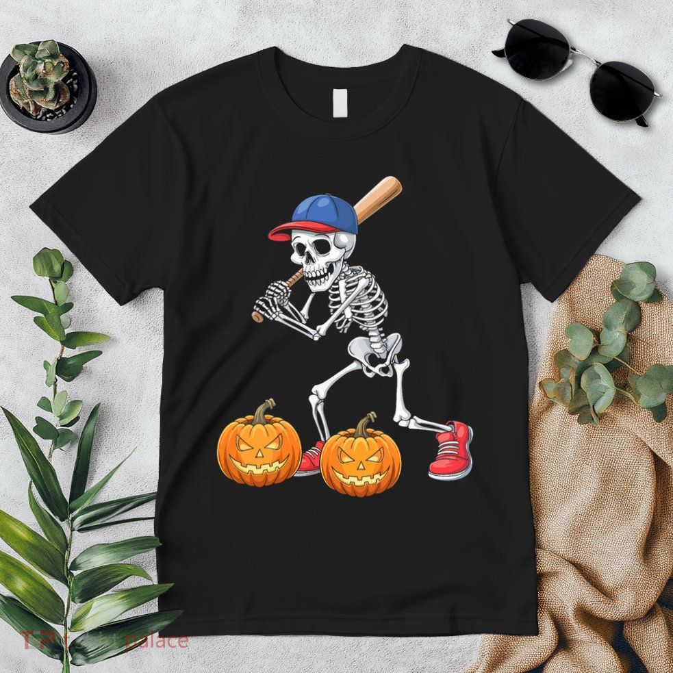 Baseball Skeleton Halloween Funny Baseball Halloween Premium T-Shirt