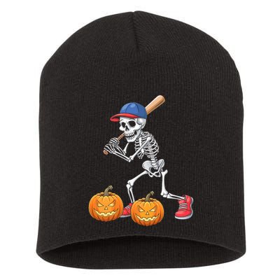 Baseball Skeleton Halloween Funny Baseball Halloween Short Acrylic Beanie
