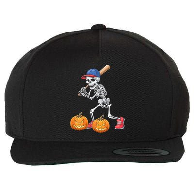 Baseball Skeleton Halloween Funny Baseball Halloween Wool Snapback Cap