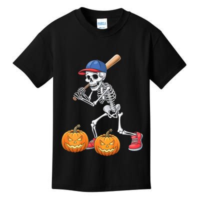 Baseball Skeleton Halloween Funny Baseball Halloween Kids T-Shirt