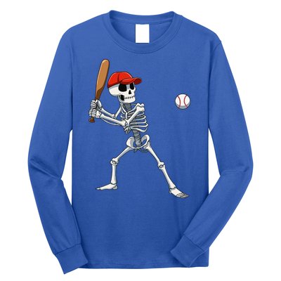 Baseball Skeleton Halloween Skeleton Playing Baseball Long Sleeve Shirt