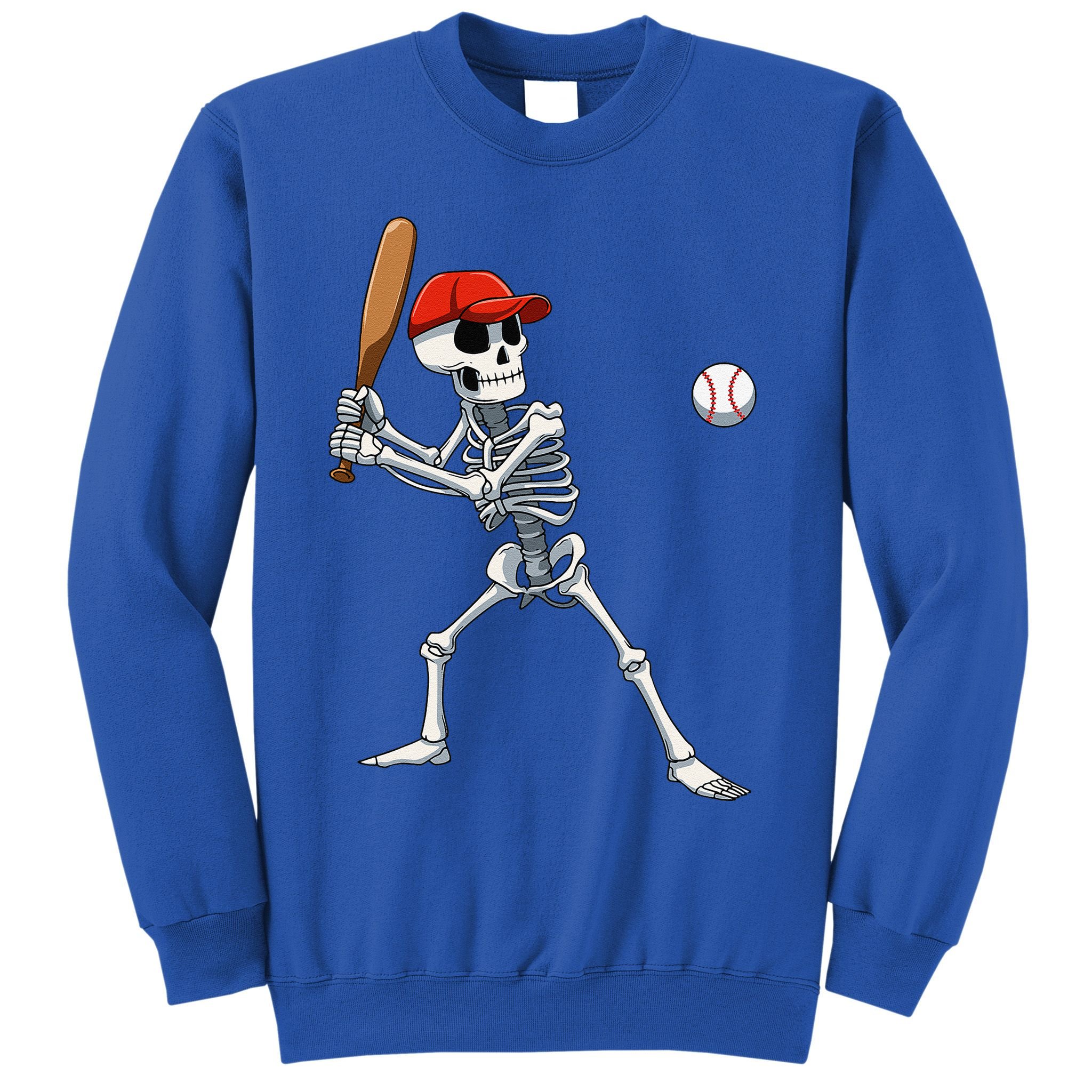 Baseball Skeleton Halloween Skeleton Playing Baseball Sweatshirt