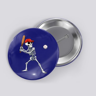 Baseball Skeleton Halloween Skeleton Playing Baseball Button