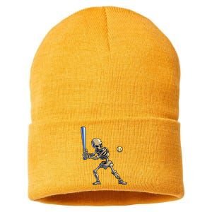 Baseball Skeleton Halloween Boy Baseball Halloween Sustainable Knit Beanie