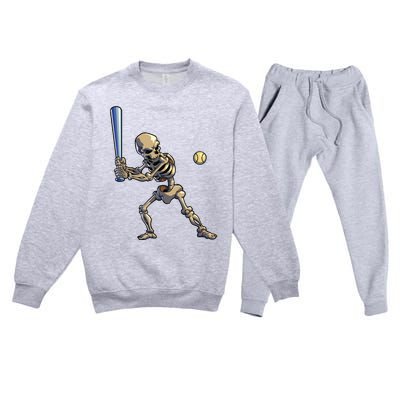 Baseball Skeleton Halloween Boy Baseball Halloween Premium Crewneck Sweatsuit Set