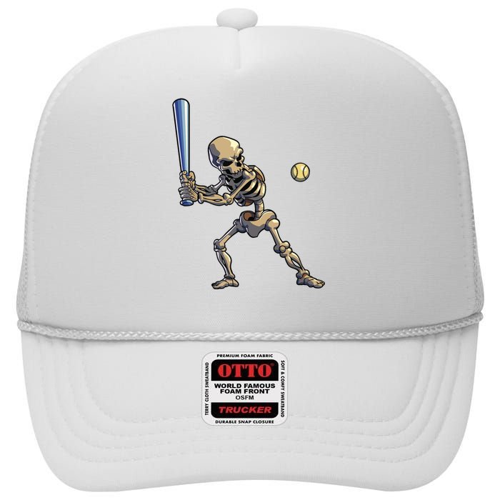 Baseball Skeleton Halloween Boy Baseball Halloween High Crown Mesh Back Trucker Hat