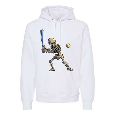 Baseball Skeleton Halloween Boy Baseball Halloween Premium Hoodie