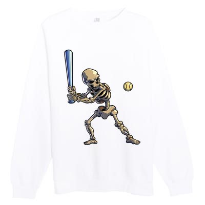 Baseball Skeleton Halloween Boy Baseball Halloween Premium Crewneck Sweatshirt