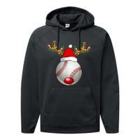 Baseball Santa Hat Reindeer Christmas Lights Men Boys Kids Performance Fleece Hoodie