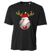 Baseball Santa Hat Reindeer Christmas Lights Men Boys Kids Cooling Performance Crew T-Shirt