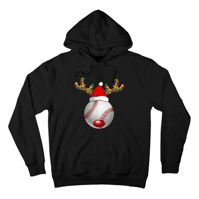 Baseball Santa Hat Reindeer Christmas Lights Men Boys Kids Hoodie