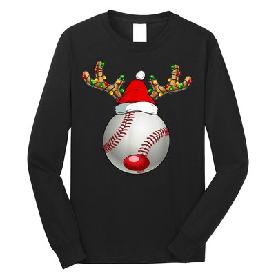 Baseball Santa Hat Reindeer Christmas Lights Men Boys Kids Long Sleeve Shirt
