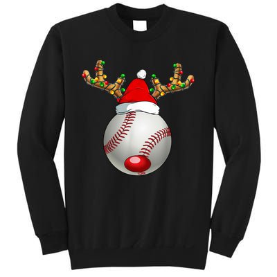 Baseball Santa Hat Reindeer Christmas Lights Men Boys Kids Sweatshirt