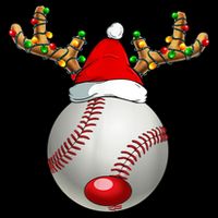 Baseball Santa Hat Reindeer Christmas Lights Men Boys Kids Tall T-Shirt