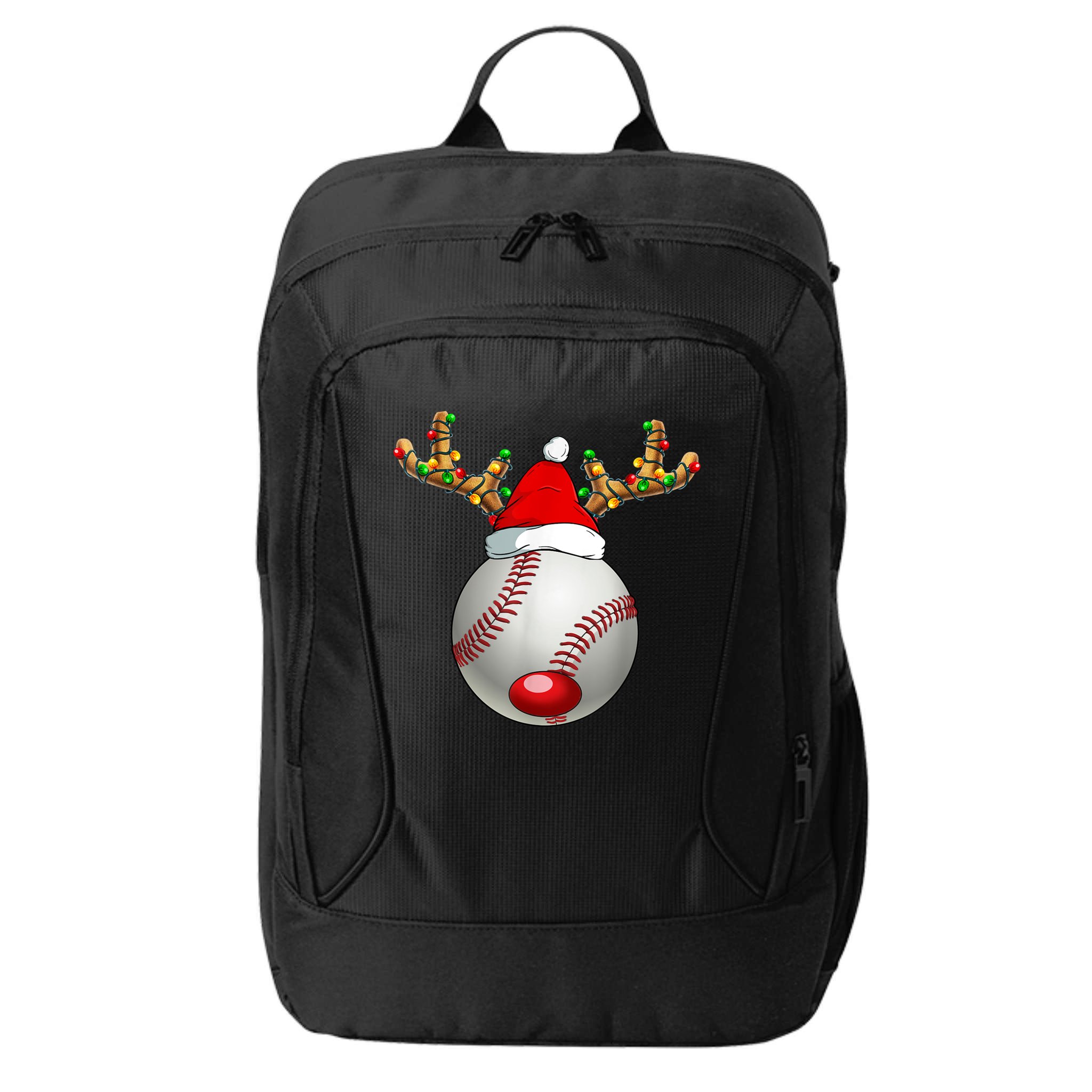 Baseball Santa Hat Reindeer Christmas Lights Men Boys Kids City Backpack