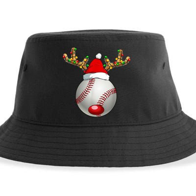 Baseball Santa Hat Reindeer Christmas Lights Men Boys Kids Sustainable Bucket Hat