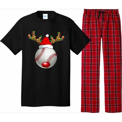 Baseball Santa Hat Reindeer Christmas Lights Men Boys Kids Pajama Set