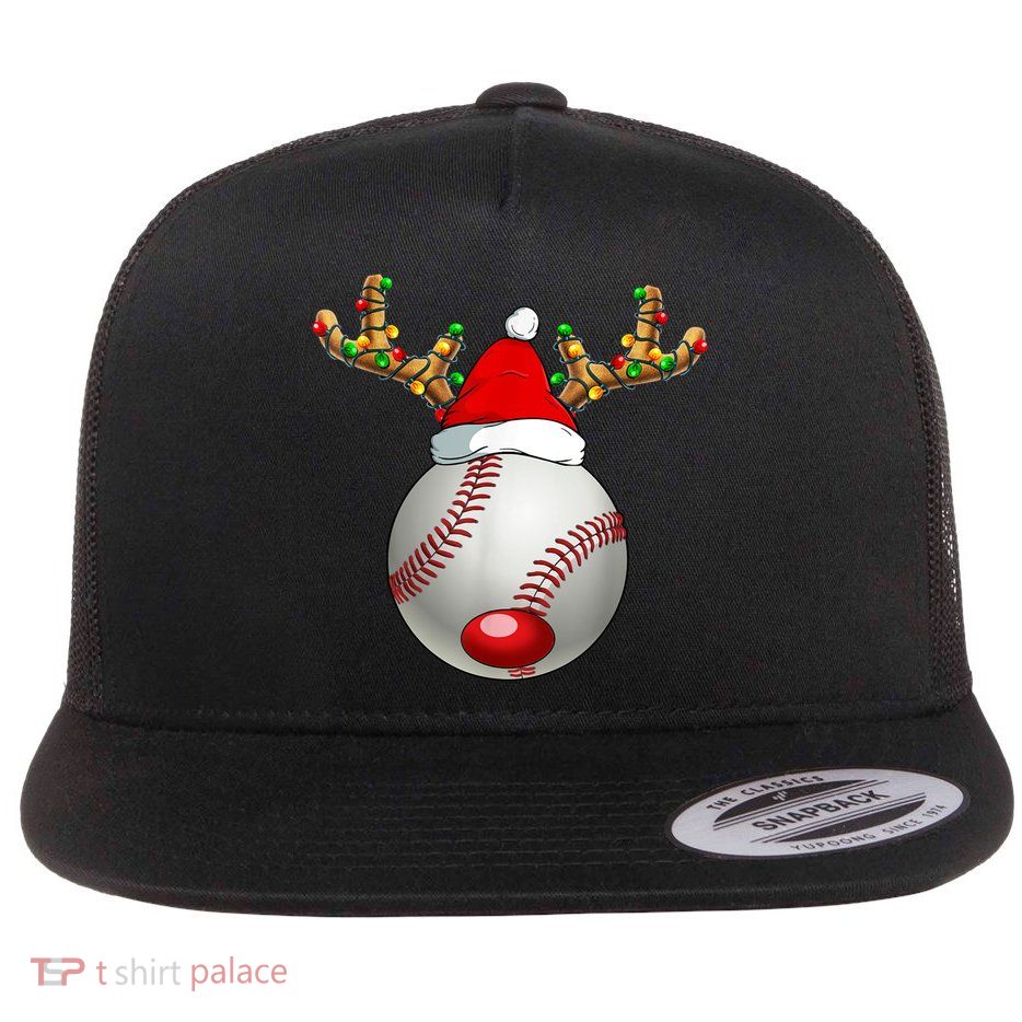 Baseball Santa Hat Reindeer Christmas Lights Men Boys Kids Flatbill Hat