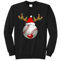 Baseball Santa Hat Reindeer Christmas Lights Men Boys Kids Tall Sweatshirt