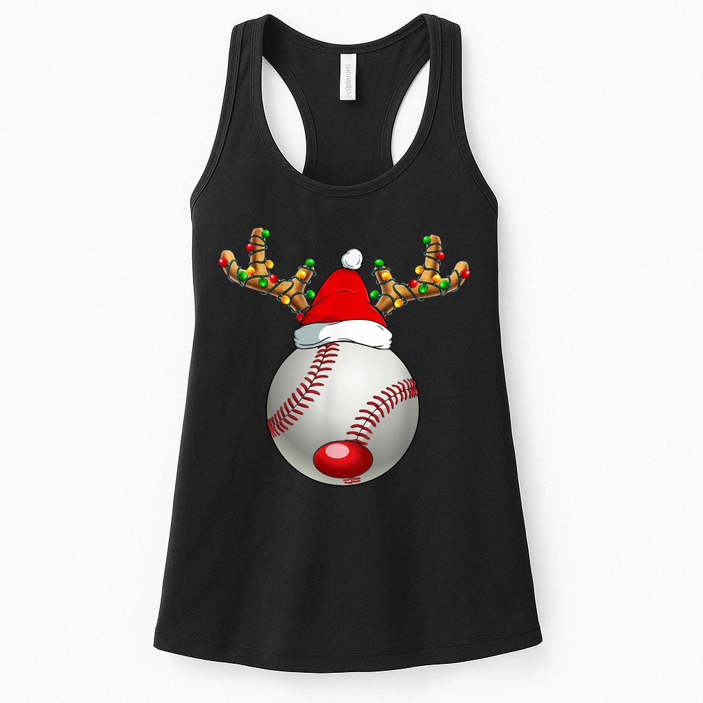 Baseball Santa Hat Reindeer Christmas Lights Men Boys Kids Womens Tank Top