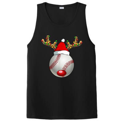 Baseball Santa Hat Reindeer Christmas Lights Men Boys Kids PosiCharge Competitor Tank