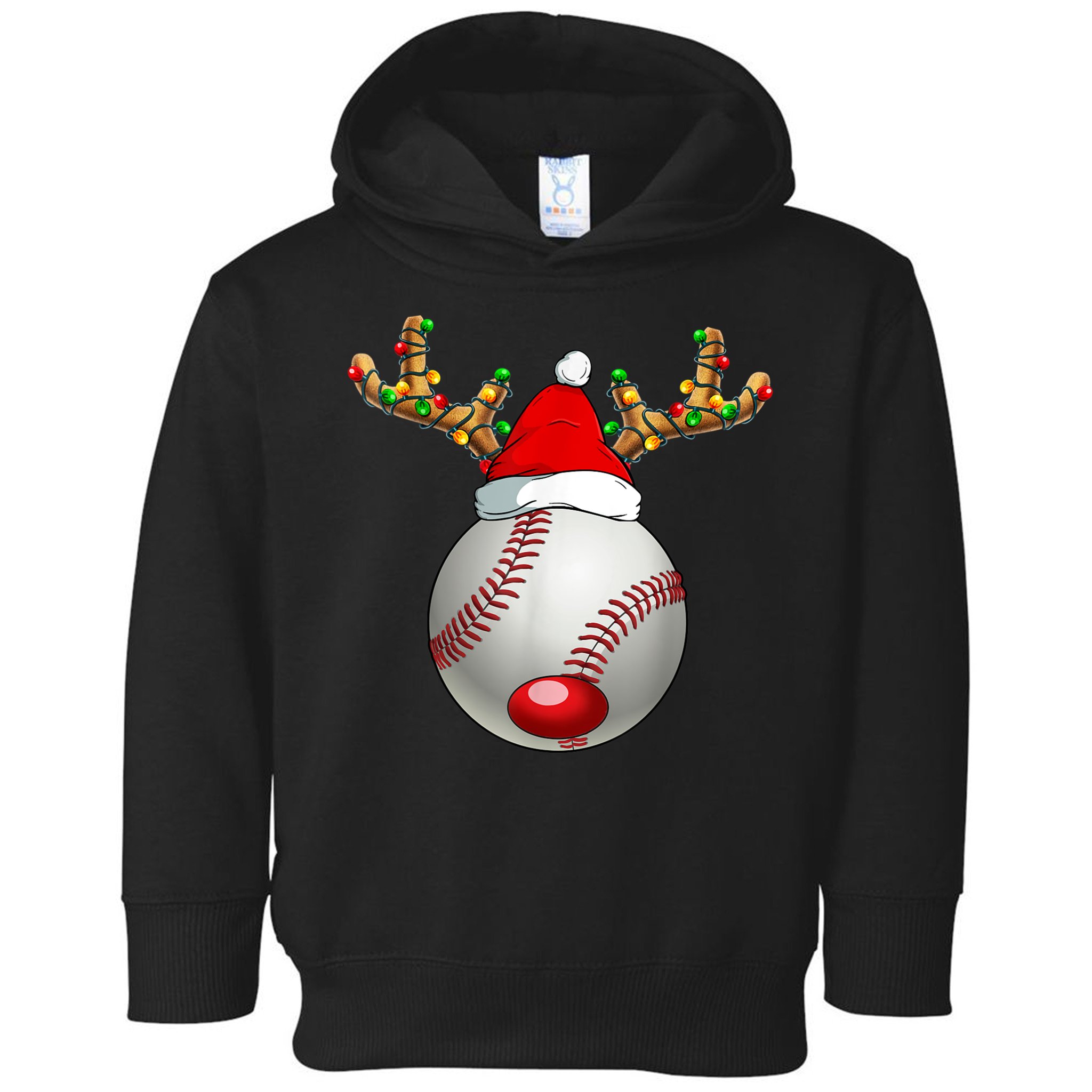 Baseball Santa Hat Reindeer Christmas Lights Men Boys Kids Toddler Hoodie