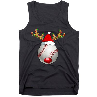 Baseball Santa Hat Reindeer Christmas Lights Men Boys Kids Tank Top