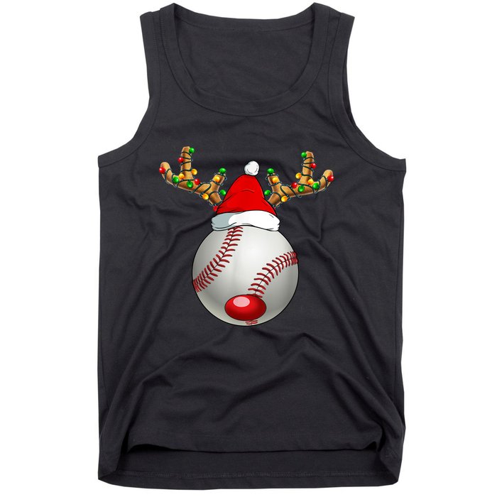 Baseball Santa Hat Reindeer Christmas Lights Men Boys Kids Tank Top