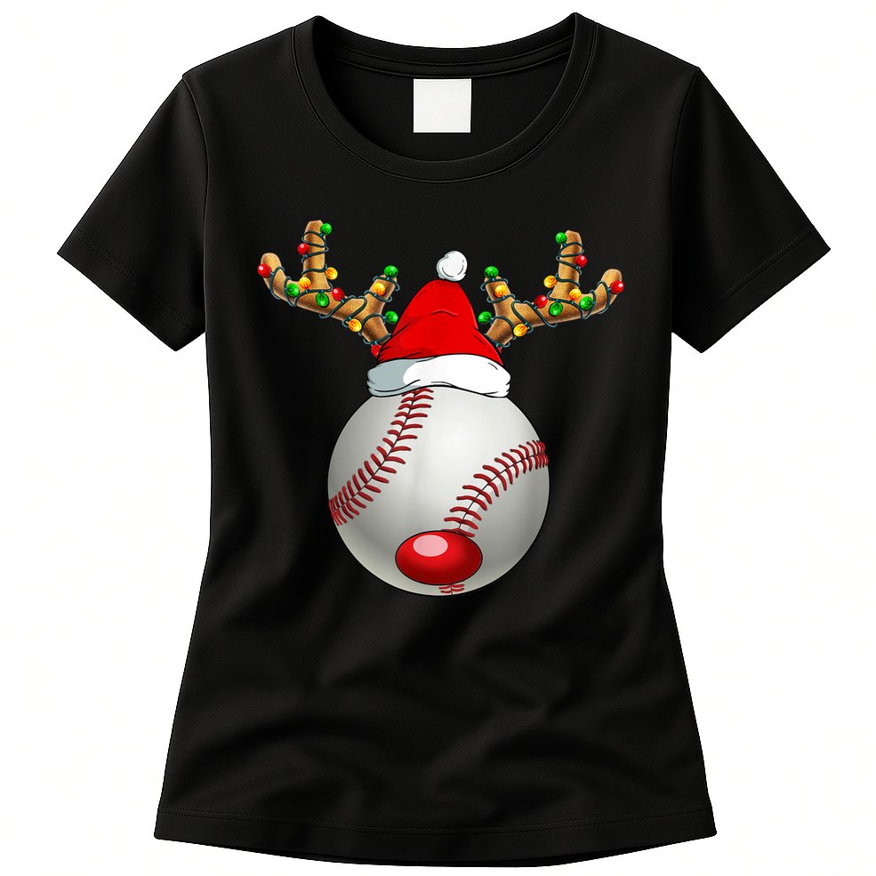 Baseball Santa Hat Reindeer Christmas Lights Men Boys Kids Womens T-Shirt