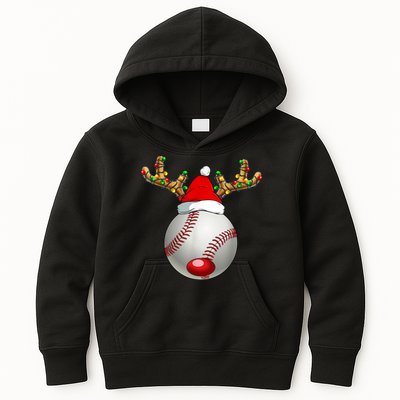 Baseball Santa Hat Reindeer Christmas Lights Men Boys Kids Kids Hoodie