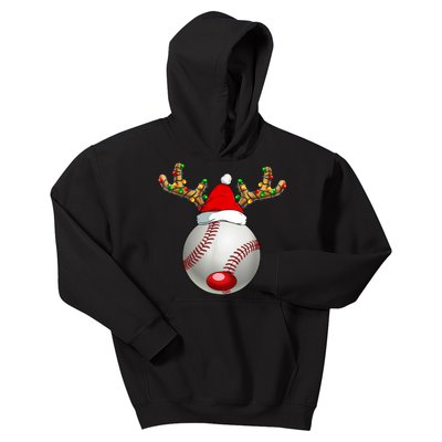 Baseball Santa Hat Reindeer Christmas Lights Men Boys Kids Kids Hoodie