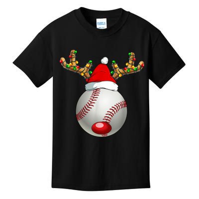 Baseball Santa Hat Reindeer Christmas Lights Men Boys Kids Kids T-Shirt