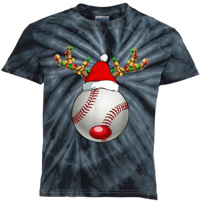 Baseball Santa Hat Reindeer Christmas Lights Men Boys Kids Kids Tie-Dye T-Shirt