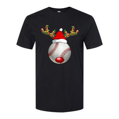 Baseball Santa Hat Reindeer Christmas Lights Men Boys Kids Softstyle CVC T-Shirt