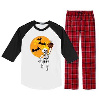 Baseball Skeleton Halloween Boy Baseball Hallowen Raglan Sleeve Pajama Set