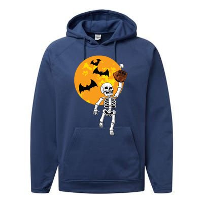 Baseball Skeleton Halloween Boy Baseball Hallowen Performance Fleece Hoodie