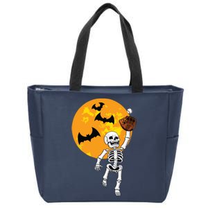 Baseball Skeleton Halloween Boy Baseball Hallowen Zip Tote Bag