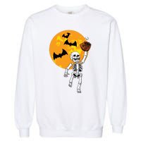 Baseball Skeleton Halloween Boy Baseball Hallowen Garment-Dyed Sweatshirt