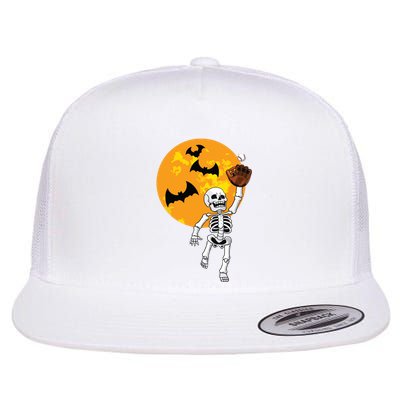 Baseball Skeleton Halloween Boy Baseball Hallowen Flat Bill Trucker Hat