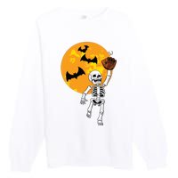 Baseball Skeleton Halloween Boy Baseball Hallowen Premium Crewneck Sweatshirt